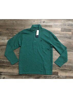 IZOD Mens Medium Green 1/4 Zip Long Sleeve Pullover New with Tags